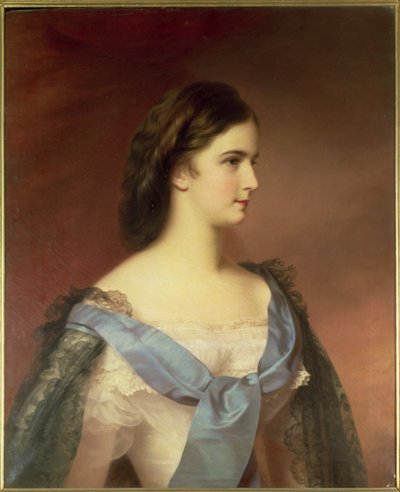 Keizerin Elizabeth van Beieren (1837-98) als jonge vrouw door Franz Schrotzberg